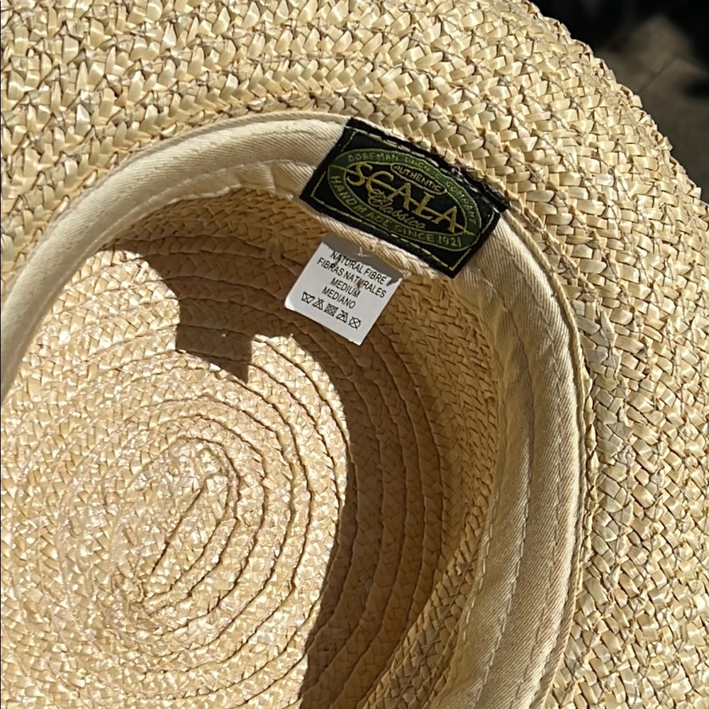 SCALA Straw Boater Hat with Red and Blue Ribbon - Picture 10 of 15